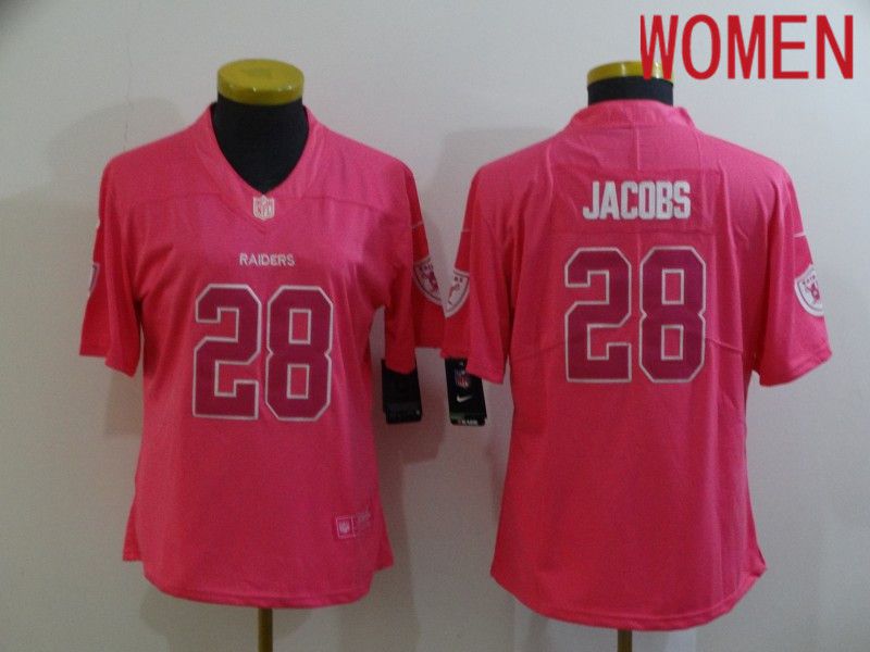 Women Oakland Raiders #28 Jacobs Pink Nike Vapor Untouchable Limited 2020 NFL Nike Jerseys->women nfl jersey->Women Jersey
